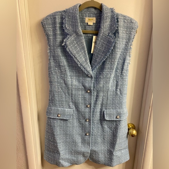 RESTOCKED Anthropologie MAEVE Sleeveless Tweed Mini Blazer Dress💙BEST SELLER🌸 - Picture 2 of 8